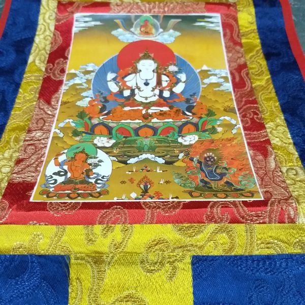 Tranh Thangka Quan Âm Tứ Thủ Bồ Tát_35x20cm